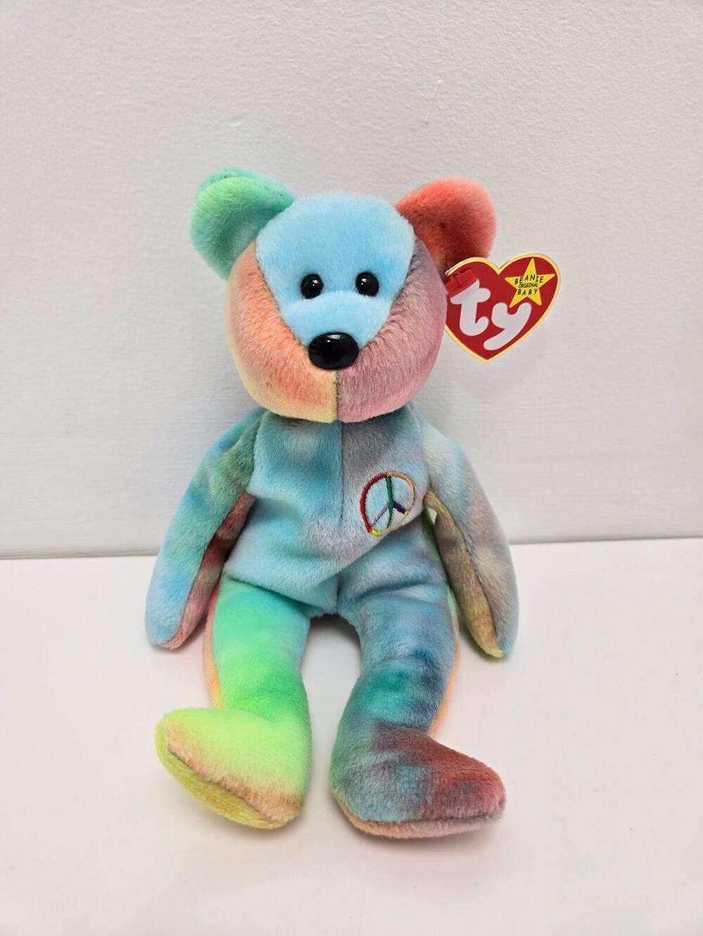 Ty Beanie Baby Peace the Tie-Dye Bear - Made in Indonesia (8.5 inch)